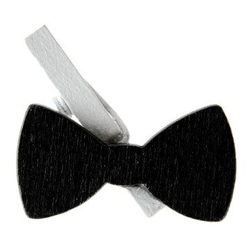 Lot de 6 noeuds papillons noir sur pince en bois