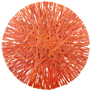 Lot de 4 sets de table en raphia orange D 34 cm