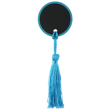 Lot de 4 ardoises turquoise en bois avec pompon