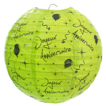 Lot de 2 lanternes Joyeux Anniversaire vertes