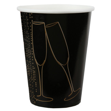 Lot de 10 gobelets Noirs Champagne en carton