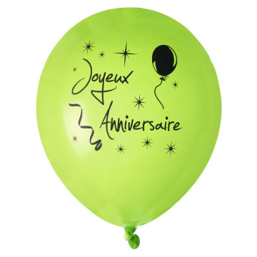 Lot de 8 ballons verts Joyeux Anniversaire
