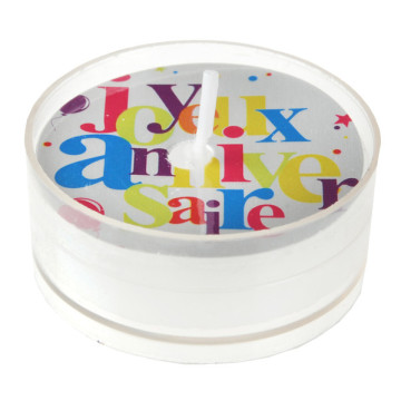 Lot de 4 bougies chauffe-plat Joyeux Anniversaire Festif