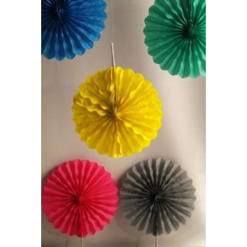 Eventail alvéolé jaune 25 cm