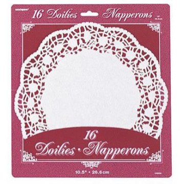 Lot de 16 napperons ronds en papier blanc D 26cm