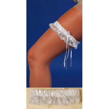 Jarretière de la mariée en satin blanc 15 cm