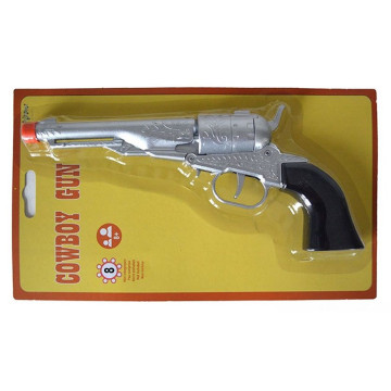 Pistolet de cowboy 8 coups argenté 26 cm