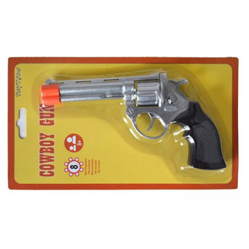 Pistolet de cowboy 8 coups argenté 19 cm