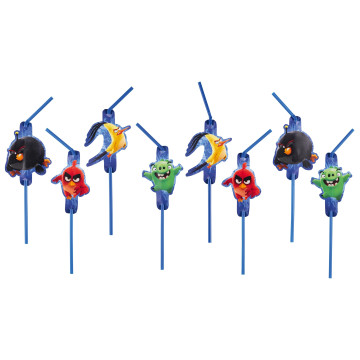 Lot de 8 Pailles flexibles Angry Birds 24 cm