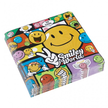 Lot de 20 serviettes en papier Smiley Comic 33 x 33 cm