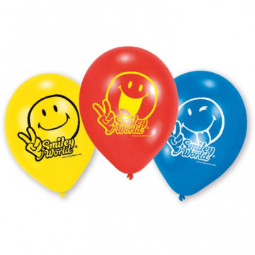 Lot de 6 ballons Smiley Comic en latex