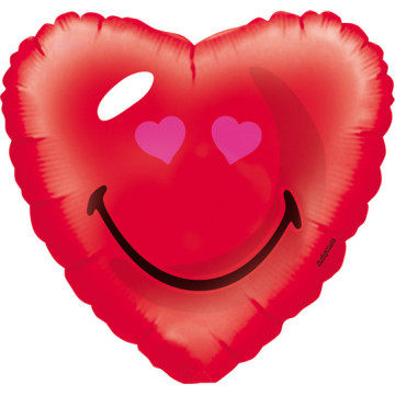 Ballon Smiley Cœur rouge 43 cm