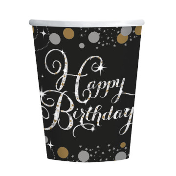 Lot de 8 gobelets jetables Sparkling Celebration en carton 26,6 cl