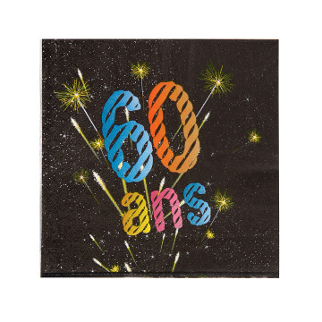 Lot de 20 serviettes jetables en papier Sparkling Celebration 60 ans 33x 33 cm