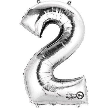 Mini ballon Chiffre 2 argent