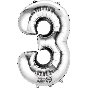 Mini ballon Chiffre 3 argent