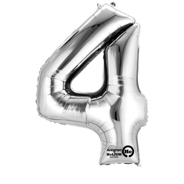 Mini ballon Chiffre 4 argent