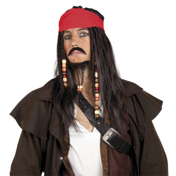 Perruque de pirate luxe noire