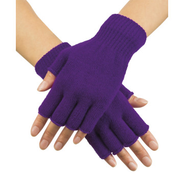 Mitaines violet fluo en tricot