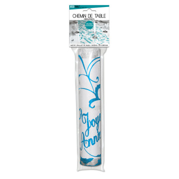 Chemin de table joyeux anniversaire bleu 0.28 x 5 m