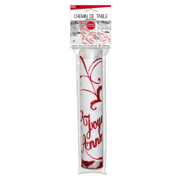 Chemin de table joyeux anniversaire rouge 0.28 x 5 m