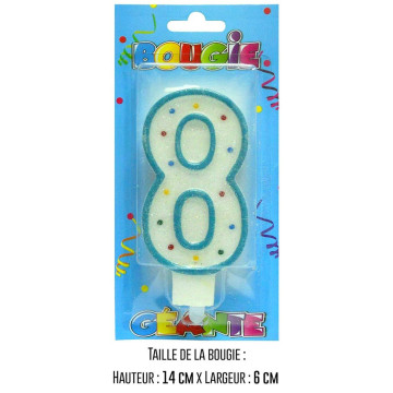 Bougie géante bleue Chiffre 8