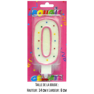 Bougie géante rose Chiffre 0
