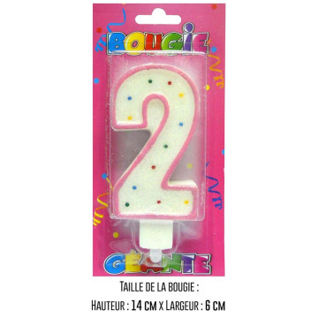 Bougie géante rose Chiffre 2