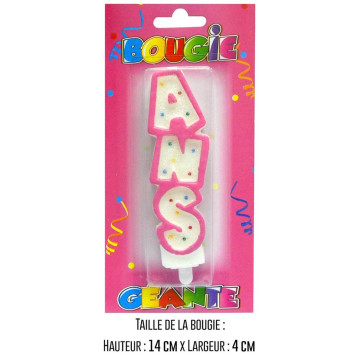 Bougie géante rose Chiffre ANS