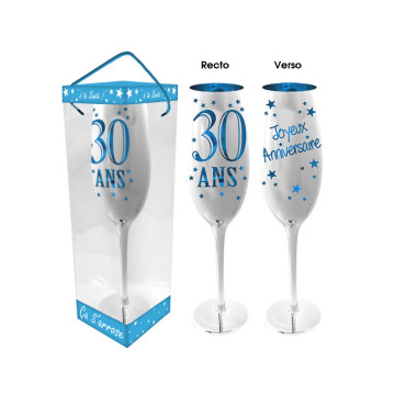 Flûte à champagne 30 ans-bleue