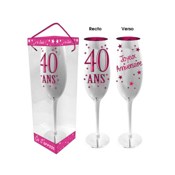 Flûte à champagne 40 ans-rose