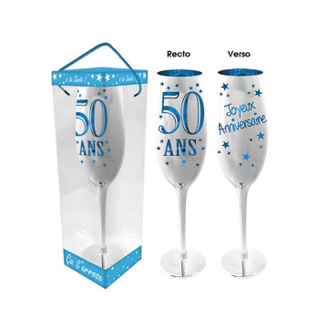 Flûte à champagne 50 ans-bleue