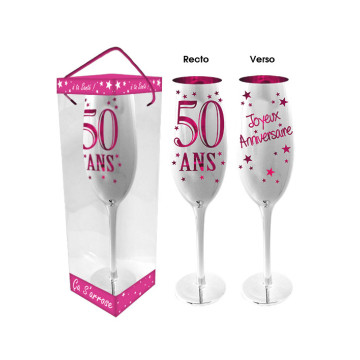 Flûte à champagne 50 ans-rose