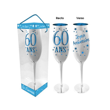 Flûte à champagne 60 ans-bleue