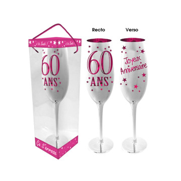 Flûte à champagne 60 ans-rose