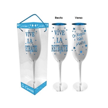 Flûte à champagne Retraite-bleue