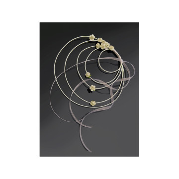 Lot de 4 Couronnes rotin + roses ivoire D 18 cm