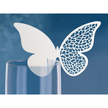 Lot de 10 marque-place papillon blanc 12,5 x 7,6 cm