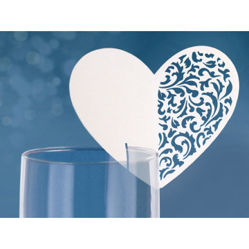 Lot de 10 marque-place cœur blanc 9,2 x 7,8 cm