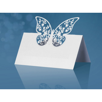 Lot de 10 marque-place papillon blanc 9 x 7,3 cm