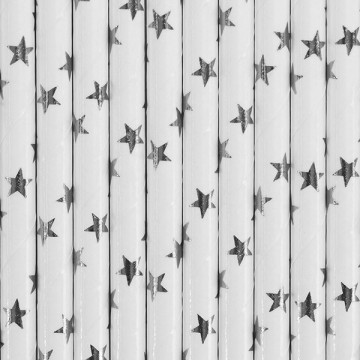 Lot de 10 pailles étoiles argent