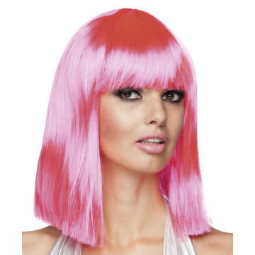 Perruque dance rose fluo