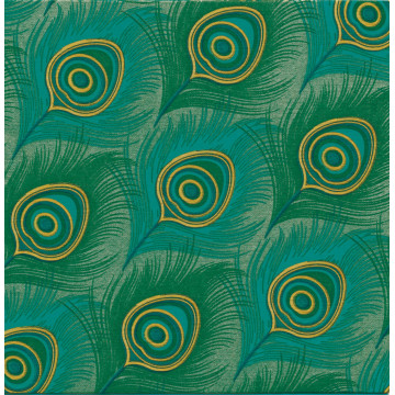 Lot de 20 serviettes intissée Paon 40 x 40 cm