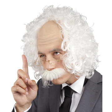 Perruque Professeur avec moustache et lunettes