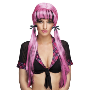 Perruque Schoolgirl rose et noire