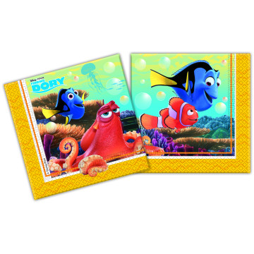 Lot de 20 serviettes jetables Dory en papier 33 x 33 cm