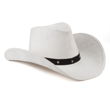 Chapeau de cowboy blanc avec bande de tissu noir