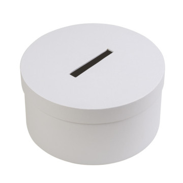 Boîte ronde en satin blanc moyen modèle