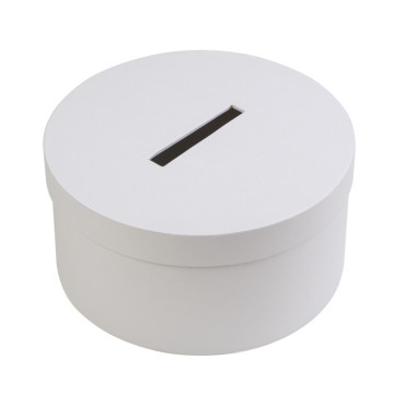 Boîte ronde en satin blanc petit modèle