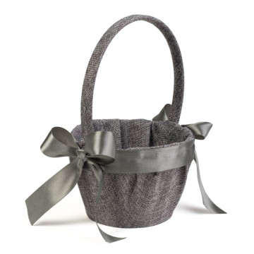 Panier avec anse en lin gris 13 x 9 x 10 cm
